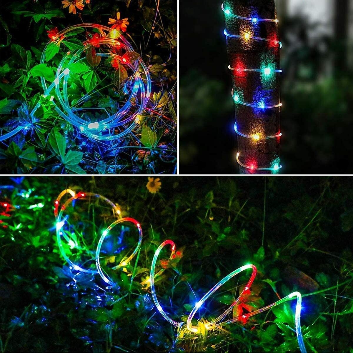 32M Solar Rope Light 300 Copper Fairy String Tube TREE TENT CAMP Party Garden Yard Home Wedding Christmas Halloween Holiday Decoration Lighting(Multi Color)