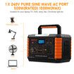 Portable Power Station Solar Generator Wireless Camping Lithium Battery Rated 500W 649Wh PD60W LED DC AC USB Port for Outdoor Travel