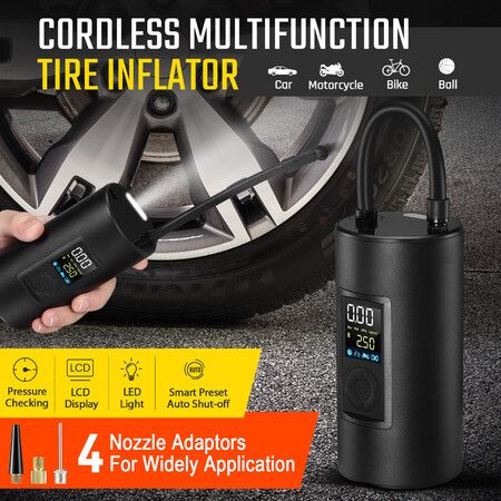 Portable Air Compressor Bike Bicycle Pump Tyre Inflator For Mattress Car Tire Inflatable Motorcycle Digital Cordless Compact