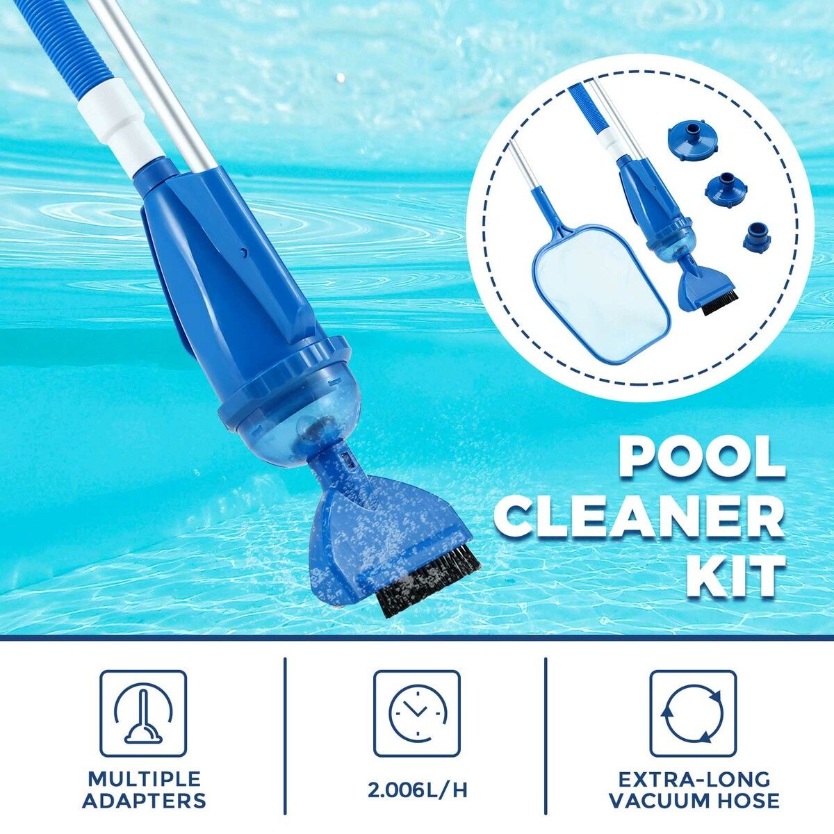 Swimming Pool Cleaner Kit Above Ground Pond Filter Cleaning Maintenance Brush Accessories for Fountain Hot Tub Fish Tank