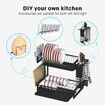 Dish Drying Rack Drainer 2 Tier Cutlery Utensil Holder Kitchen Organizer Plate Storage Shelf For Cup Chopping Board With Drainboard