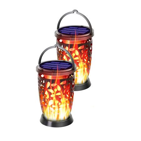 Power Solar Flickering Dancing Flame Light Solar Tiki Torches for Your Garden Yard Camping (2 Pack)