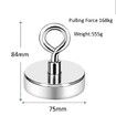 Magnet Fishing Lifting Kit Rare Earth Magnetic with Countersunk Hole Eyebolt Rope 200KG Pulling Force