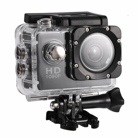 Sports Camera 1080P 12MP  Full HD 2.0 Inch Sports Camera 30m/98ft Underwater Waterproof Camera with Installation Accessory Kit Color Black