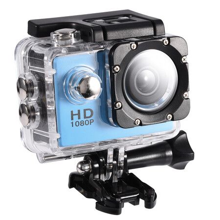 Sports Camera 1080P 12MP Full HD 2.0 Inch Sports Camera 30m/98ft Underwater Waterproof Camera with Installation Accessory Kit Color Blue