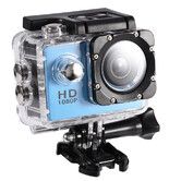 Sports Camera 1080P 12MP  Full HD 2.0 Inch Sports Camera 30m/98ft Underwater Waterproof Camera with Installation Accessory Kit Color Blue