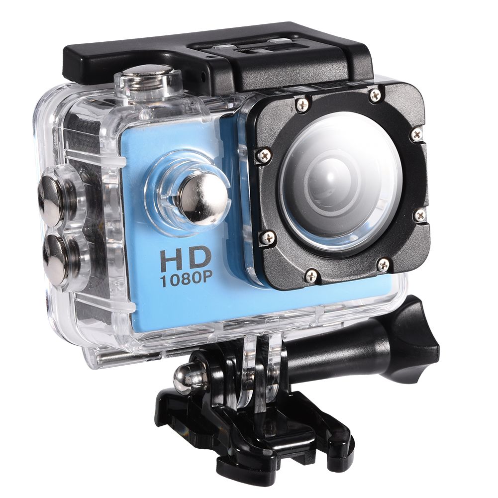 Sports Camera 1080P 12MP  Full HD 2.0 Inch Sports Camera 30m/98ft Underwater Waterproof Camera with Installation Accessory Kit Color Blue