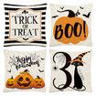Set of 4 Halloween Pillow Covers 18&quot; x 18&quot;, Happy Halloween Linen Pillowcases for Sofa Bed