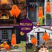 Halloween Decorations, 2 Pack Orange Pumpkin Wizard Hat with Witch Ghosts Hanging Ornaments for Home Party Garden Decorations