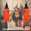 Halloween Decorations, 2 Pack Orange Pumpkin Wizard Hat with Witch Ghosts Hanging Ornaments for Home Party Garden Decorations