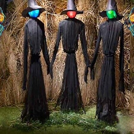 Halloween Witch Decoration,Voice Control Induction Luminous Visit Illuminator for Haunted House Party Halloween Garden Decoration Props