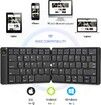 Foldable Bluetooth Keyboard - Portable Wireless Keyboard with Stand Holder, Rechargeable Full Size Ultra Slim Folding Keyboard Compatible IOS Android Windows Smartphone Tablet and Laptop-Black