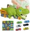 10 Pcs Kids Dino Truck,Dinosaur Excavator Engineering Vehicle Model Toy 1 Dinosaur Truck And 6 Alloy Car