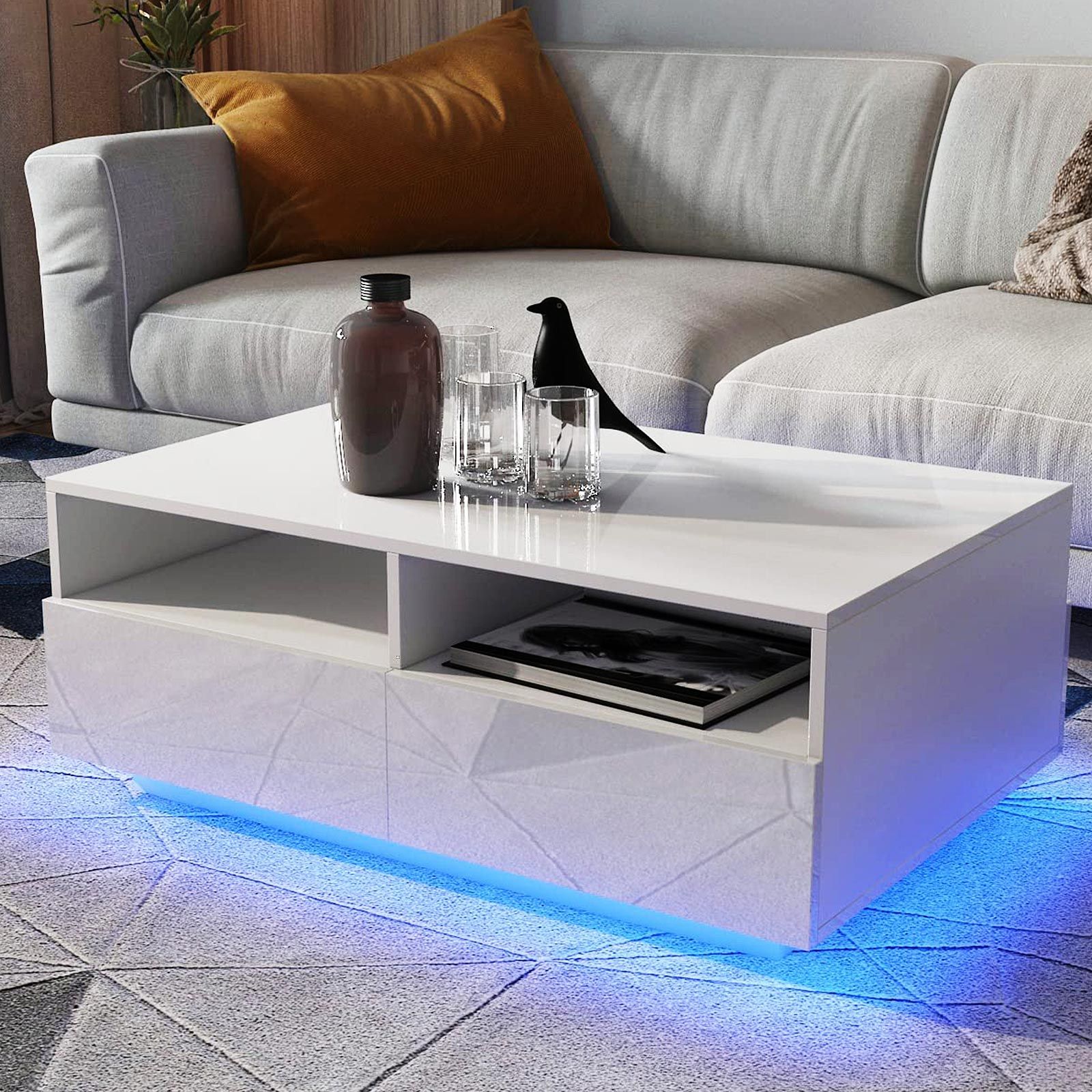 grey coffee table with led lights