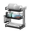 Dish Drying Rack 3 Tier Plate Drainer Cutlery Utensil Holder Kitchen Shelf Organizer Storage For Cup Chopping Board With Drainboard