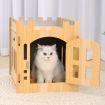 Cat House Rabbit Hutch Pet Scratcher Indoor Bunny Cage Kitten Castle Condo Cave Guinea Pig MDF Collapsible with Lockable Door