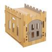 Cat House Rabbit Hutch Pet Scratcher Indoor Bunny Cage Kitten Castle Condo Cave Guinea Pig MDF Collapsible with Lockable Door