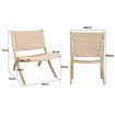 Levede Foldable Single Deck Chair Solid Ash Wood Kraft Rope Paper Woven Seat