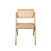 Levede Foldable Single Deck Chair Solid Wood Rubberwood Rattan Lounge Seat