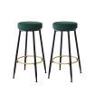 Levede Upholstered Swivel Bar Stools Backless Velvet Kitchen Counter Chairs x2