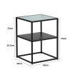 Levede 2-Tier Side Table Open Design Steel Home Shelf Safety Glass End Table