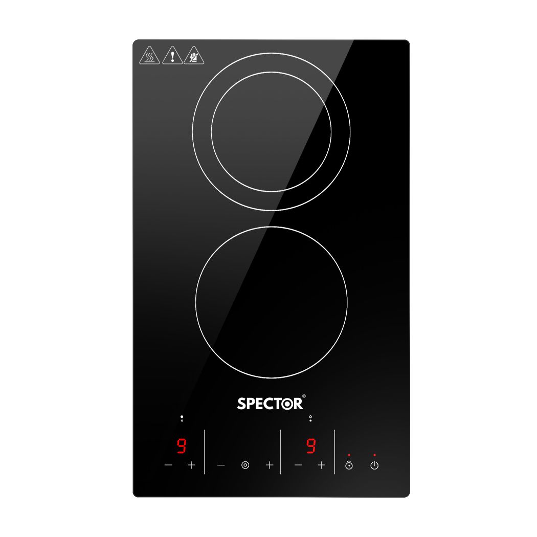 SPECTOR Electric Ceramic Cooktop Induction Hot Plate 2 Hobs Kitchen Cooker 30CM