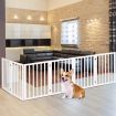 PaWz Wooden Pet Gate Dog Fence Safety Stair Barrier Security Door 6 Panels White