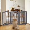 PaWz Wooden Pet Gate Dog Fence Safety Stair Barrier Security Door 3 Panels Grey