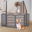 PaWz Wooden Pet Gate Dog Fence Safety Stair Barrier Security Door 4 Panels Grey