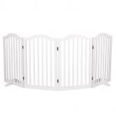 PaWz Wooden Pet Gate Dog Fence Safety Stair Barrier Security Door 4 Panels White