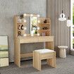 Dressing Table Makeup Mirrored Lighting Vanity Dresser Set Bedroom with Stool Drawers Oak