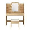 Dressing Table Makeup Mirrored Lighting Vanity Dresser Set Bedroom with Stool Drawers Oak