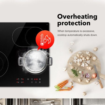 Ceramic Cooktop Stove Electric Cooktop Hob Cooker Glass Top 4 Burners 6  Zones 60cm Touch Control Built In Maxkon