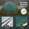 4 Man Beach Tent Shelter Instant Pop Up Camping Family Dome Sun Shade Hiking Picnic Outdoor 240x240x135cm Green OGL