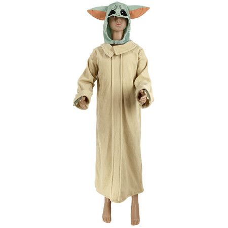 Hot Star Cosplay Wars The Mandalorian Baby Yoda Cosplay Costume Robe With Hat For Kids Age 5 to 7