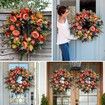 Fall Peony and Pumpkin Wreath - Artificial Fall Wreath for Home Farmhouse Decor and Festival