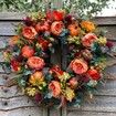 Fall Peony and Pumpkin Wreath - Artificial Fall Wreath for Home Farmhouse Decor and Festival