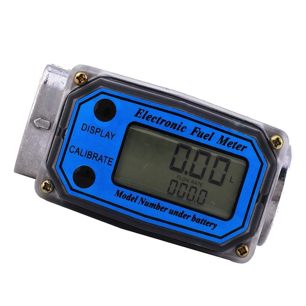 Lelukee1.5Inch Digital Fuel Turbine Aluminum Flowmeter With Lcd Display 1 Fnpt Inlet Outlet 10 100 Lpm Unit Of Measurement Support L Gal Pts Qts 1 Inch