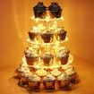 Cupcake Stand 4 Tier Round Acrylic cake Display Stand with LED String Lights Dessert Pastry Tower for Wedding Birthday Party 4mm Thick