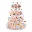 Cupcake Stand 4 Tier Round Acrylic cake Display Stand with LED String Lights Dessert Pastry Tower for Wedding Birthday Party 4mm Thick