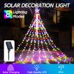 Solar LED String Light Fairy Waterfall Christmas Tree Decoration Ornament Star Topper Hanging Strip Indoor Outdoor 350 LEDs 9 Strands 8 Lighting Modes