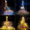 Solar LED String Light Waterfall Fairy Christmas Tree Hanging Decoration Ornament Star Topper Strip Indoor Outdoor 350 LED 9 Strands 8 Lighting Modes 