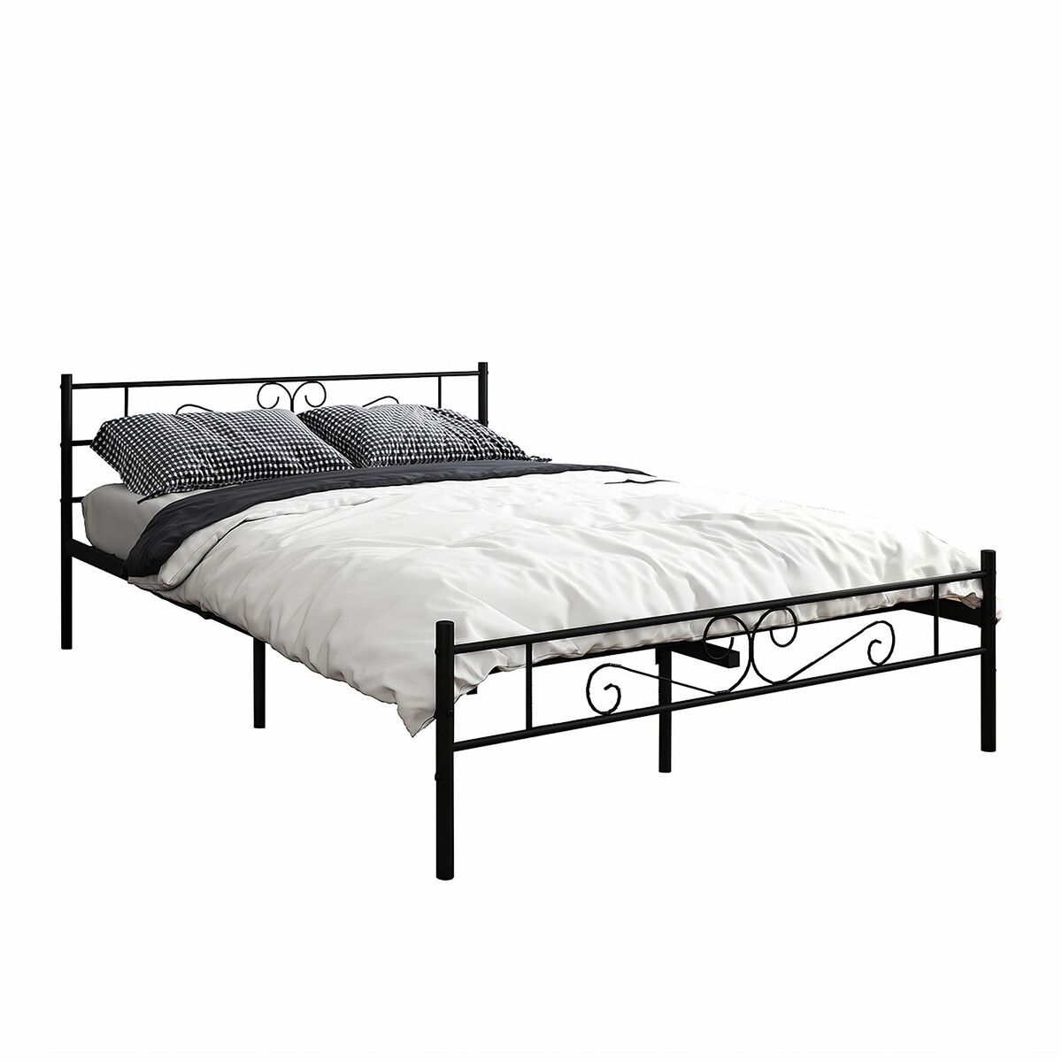 Metal Queen Bed Frame Base Black Mattress Foundation Platform with