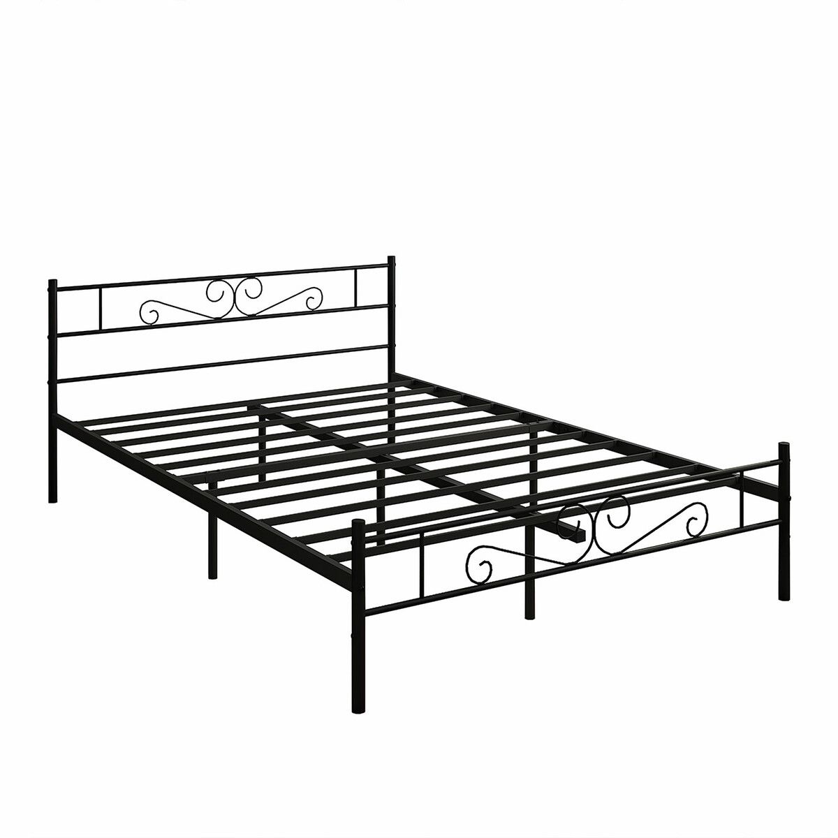 Metal Queen Bed Frame Base Black Mattress Foundation Platform with
