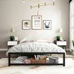 Metal Bed Frame Double Size Base Platform Black Mattress Foundation with Under Bed Storage