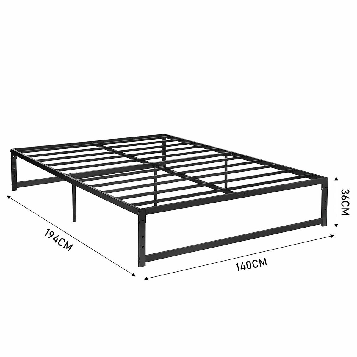 Metal Bed Frame Double Size Base Platform Black Mattress Foundation