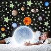 110 PCS Halloween Luminous Wall Stickers Fluorescent Solar System Stars Ceiling Decals for Home Solar System