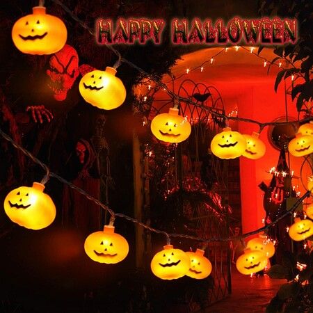 20 LED Pumpkin String Lights with 8 Modes 4.5M, Holiday for Party Decorations