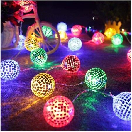 Mirror ball store string lights