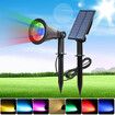 2 Pack Solar Lights Outdoor Garden Landscape Spotlights Waterproof Auto/Adjustable 2-in-1 RGB Bright and Dark Sensing Changing & Fixed Color for Yard Pathway